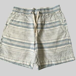 Lucky Brand Mens Blue White Linen Blend Casual Coastal Nautical Shorts- Sz-S